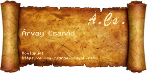 Árvay Csanád névjegykártya